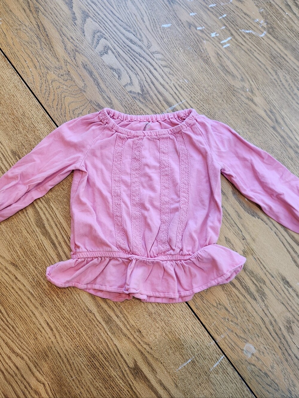 Place Dusty Pink Long Sleeve Peplum Top with Lace Details
